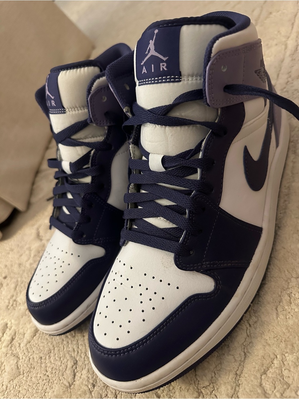 Jordan Men’s High Top Sneakers - White & Purple